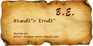 Blanár Ernő névjegykártya